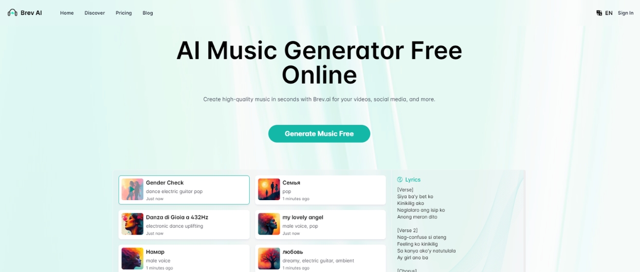 Brev AI music generator