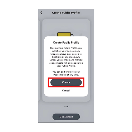 Final step for making snapchat public profile