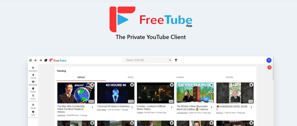 FreeTube for private youtube downloading