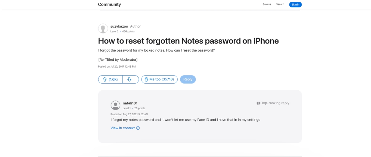 How to reset forgotten Notes password on iPhone Apple Community Forum