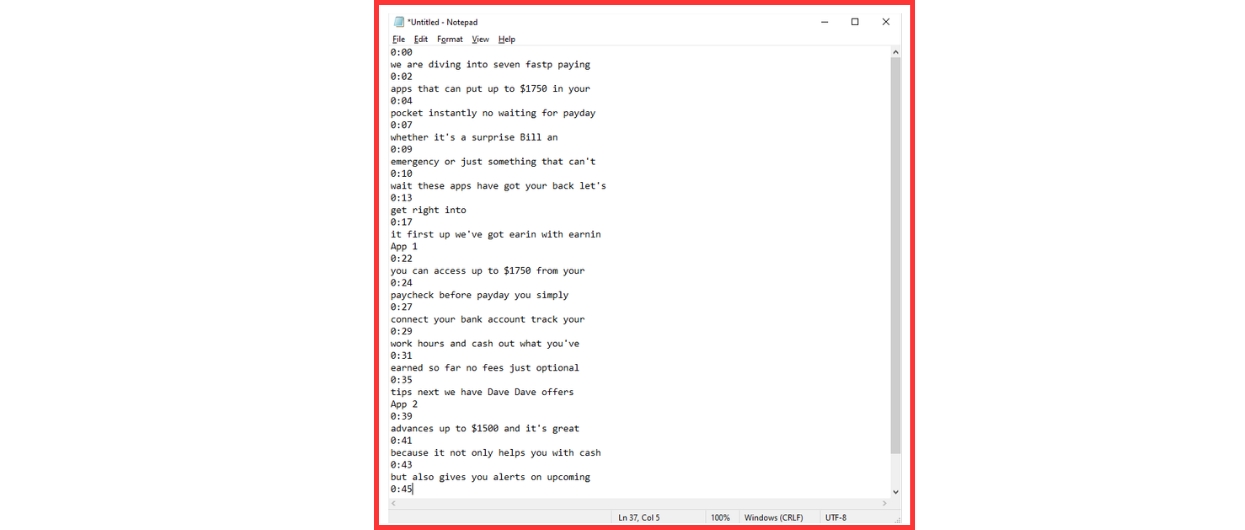 Paste this transcript text into a text editor like Notepad