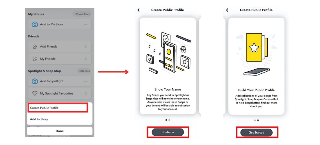 Step three for making a public profile on snapchat