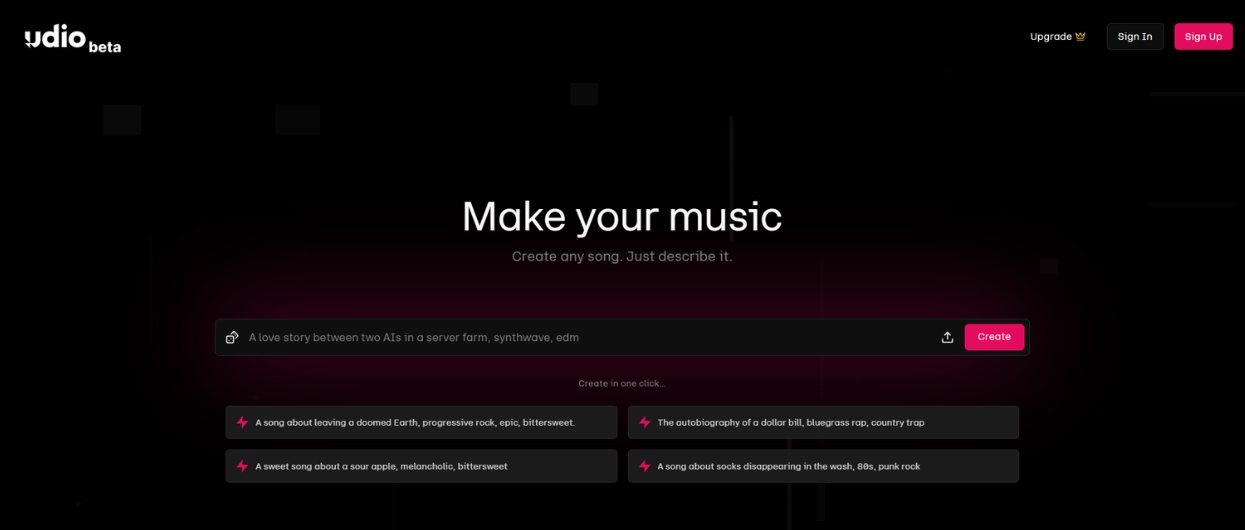 Udio beta for generating music using AI