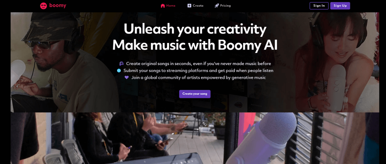 Boomy generate ai music