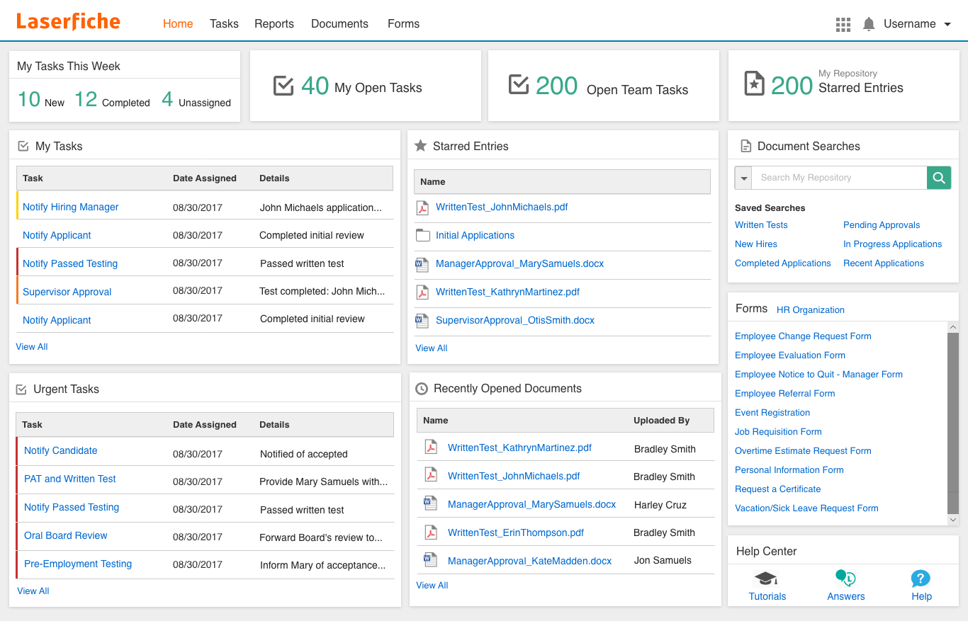 Laserfiche Dashboard